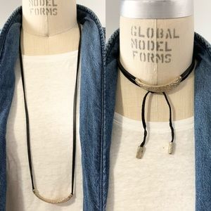 Goldtone Black Suede Adjustable Choker Necklace